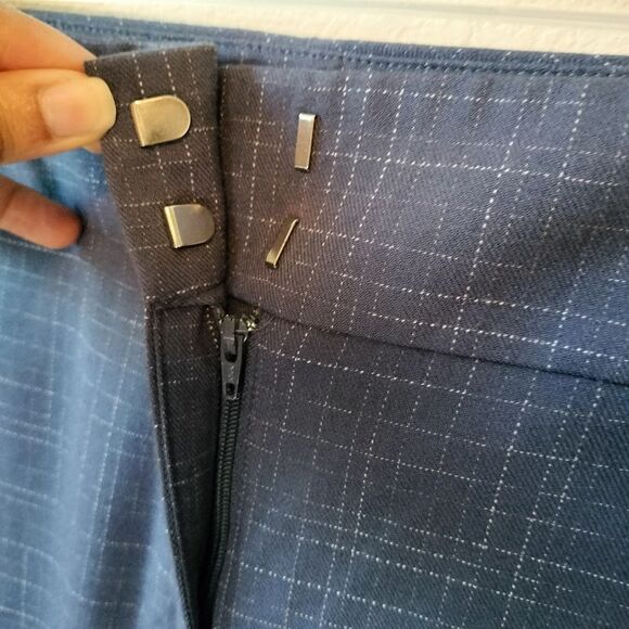 Ann Taylor Blue The High Rise Trouser Pant Crosshatch Sz 8P - Picture 3 of 9